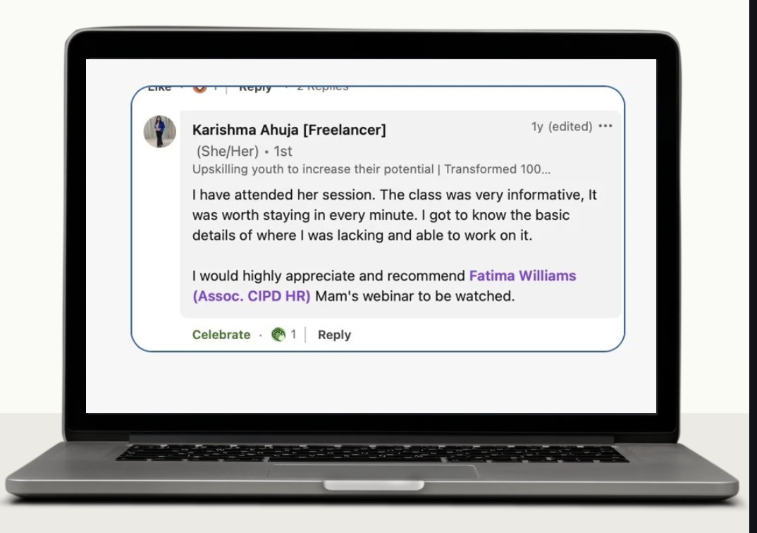 LinkedIn comment — Karishma Ahuja