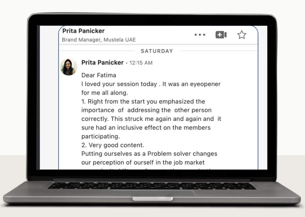 LinkedIn message — Prita Panicker